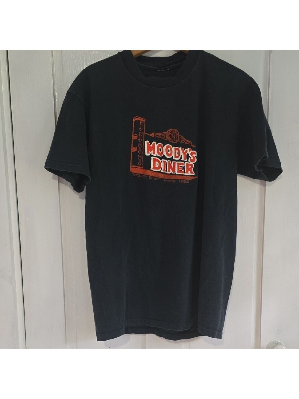 Vintage 80s MOODY'S DINER Waldoboro Maine Black Graphic Unisex T Shirt